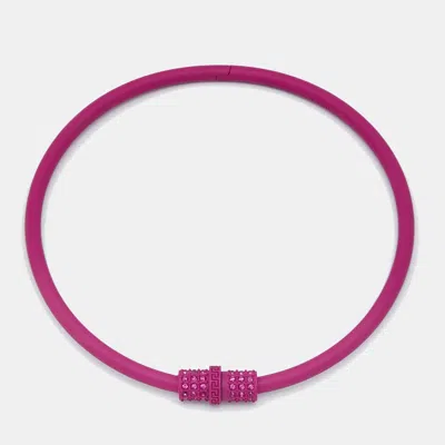 Pre-owned Versace Pink Metal Crystal Choker Necklace
