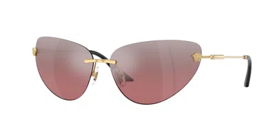 Versace Pink Mirror Silver Gradient Cat Eye Ladies Sunglasses Ve2281 10027e 64 In ["pink","gold Tone","silver Tone"]