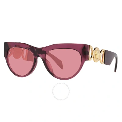 Versace Pink Mirrored Cat Eye Ladies Sunglasses Ve4440u 5263a4 56 In Ink / Pink