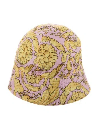 Pre-owned Versace Pink Polyamide Bucket Hat In Pink/yellow