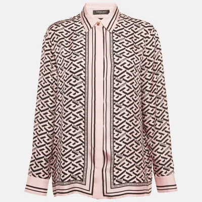 Versace Pink Print Silk Full Sleeve Shirt
