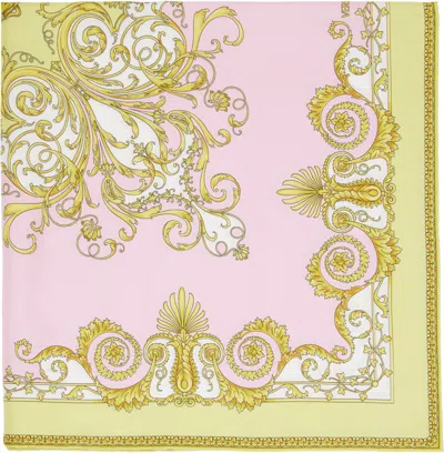 Versace Pink Printed Silk Twill Scarf