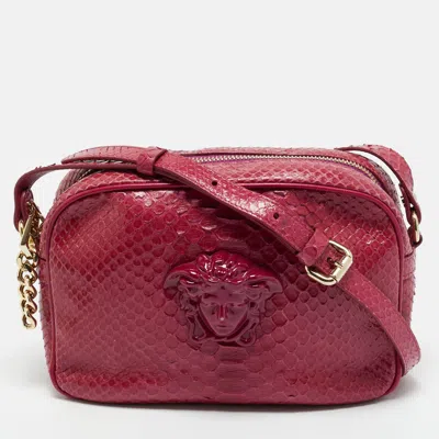 Pre-owned Versace Pink Python Palazzo Medusa Camera Crossbody Bag