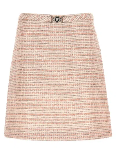 Versace Pink Ribbed Blend Skirt In Multi