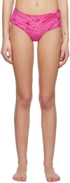 Versace Pink Rolled Bikini Bottom In 1pk30 Glossy Pink
