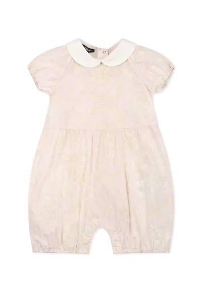 Versace Pink Romper Or Baby Girl With Barocco Print