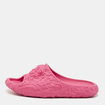 Versace Pink Rubber Medusa Embossed Pool Slides