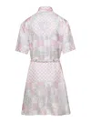 VERSACE VERSACE PINK SHIRT DRESS WITH ALL-OVER SIGNATURE BAROQUE PRINT IN SILK WOMAN