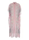 VERSACE PINK SHIRT DRESS WITH BAROCCO CHECK PRINT ALL-OVER IN VISCOSE WOMAN