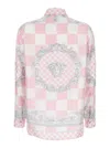 VERSACE VERSACE PINK SHIRT WITH BAROQUE PRINT IN SATIN WOMAN