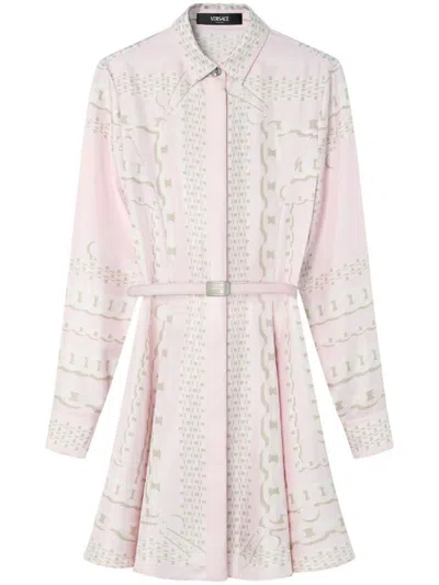 Versace Pink Short Dress With A Waist Belt