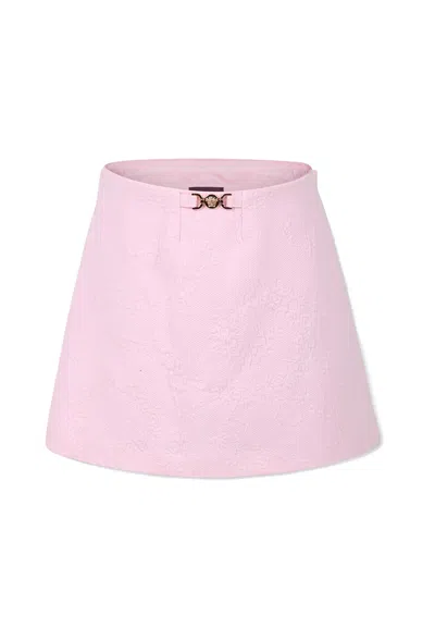 Versace Kids' Pink Shorts For Girl With Floral Swirl