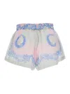 Versace Pink Shorts With Elastic Waist And All-over Graphic Print In Cotton And Silk Blend Woman In Multi