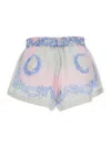 Versace Pink Shorts With Elastic Waist And All-over Graphic Print In Cotton And Silk Blend Woman In Pink