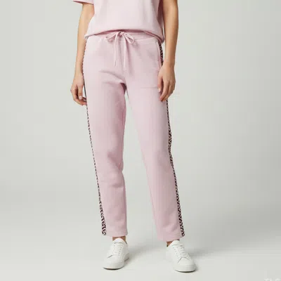 Pre-owned Versace Pink Side Stripe Cashmere Blend La Greca Sweatpants L