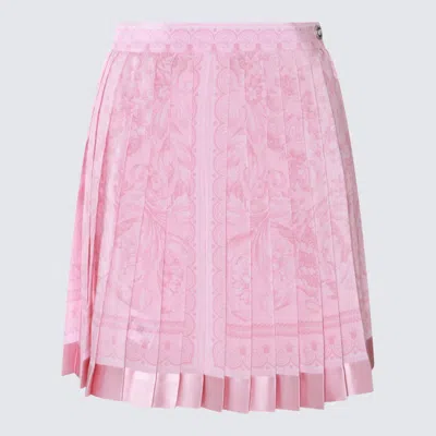 VERSACE VERSACE PINK SILK BAROCCO SKIRT