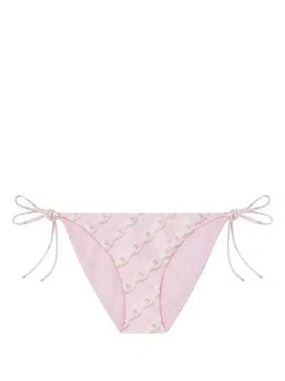 VERSACE PINK SILK BIKINI BRIEFS WITH GRAPHIC PRINT
