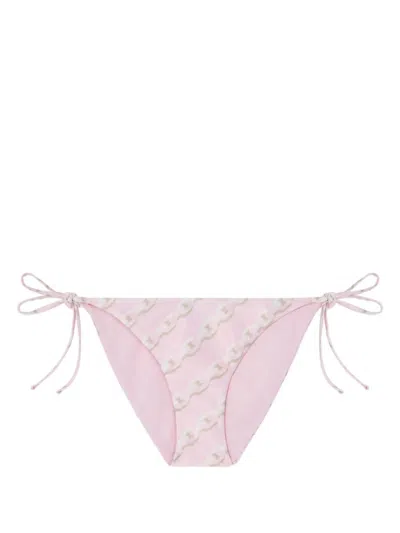 Versace Pink Silk Bikini Briefs With Graphic Print