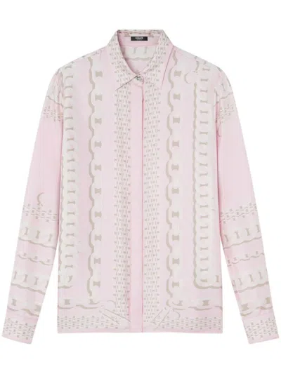 VERSACE PINK SILK SHIRT WITH GRAPHIC PRINT BY VERSACE