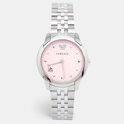 Pre-owned Versace Pink Stainless Steel Audrey Velr00419 Women's Wristwatch 38 Mm