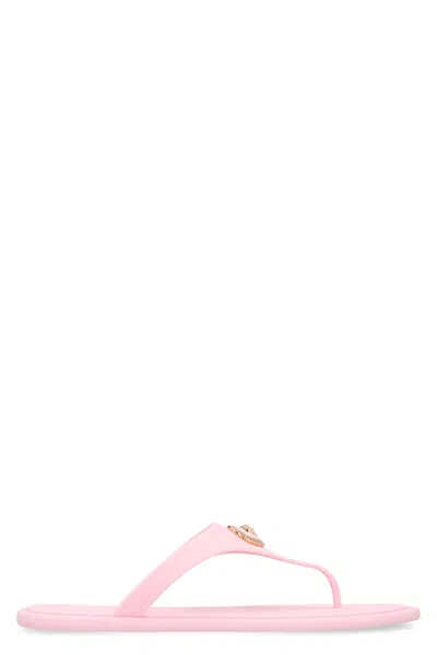 Versace Alia Rubber Slides Open Toe Flat In Pink