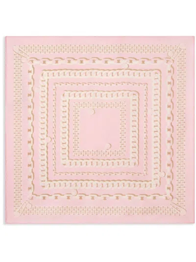 Versace Large Silk Chain Pattern Square Scarf In Multicolor