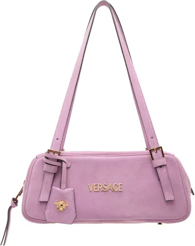 Versace Pink ' Tag' Suede Bowling Bag
