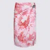 Versace Sea Life-print Midi Skirt In Dusty Rose/coral