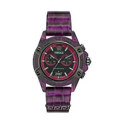 Pre-owned Versace Pink Womens Chronograph Watch Icon Active Ve8p00124