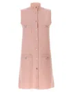 Versace Wool Blend Dress Decorative Buckles In Pink