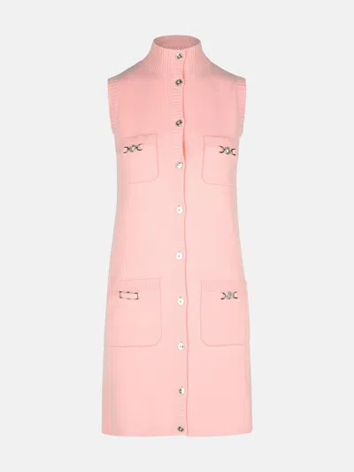 Versace Wool Blend Dress Decorative Buckles In Pink