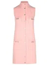 Versace Wool Blend Dress Decorative Buckles In Pink