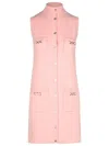 Versace Wool Blend Dress Decorative Buckles In Pink