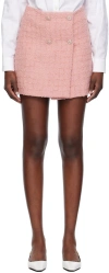 Versace Heritage Textured Tweed Medusa Double-breasted Mini Skirt In Pink