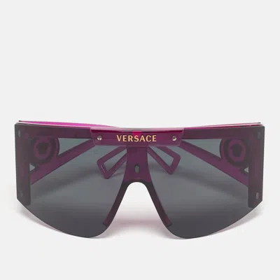 Pre-owned Versace Pink/black Mod 4393 Medusa Shield Sunglasses