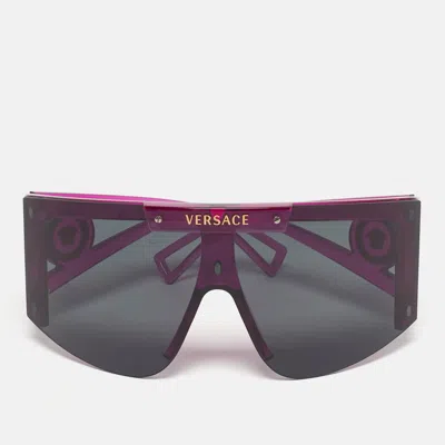 Versace Pink/black Mod 4393 Medusa Shield Sunglasses In Purple