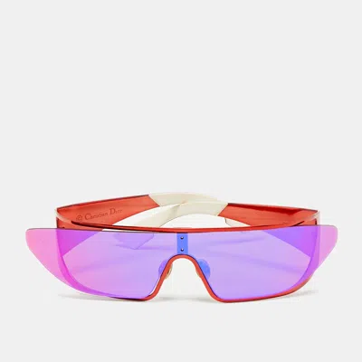 Pre-owned Versace Pink/orange Mirrored S089z Rihanna Shield Sunglasses