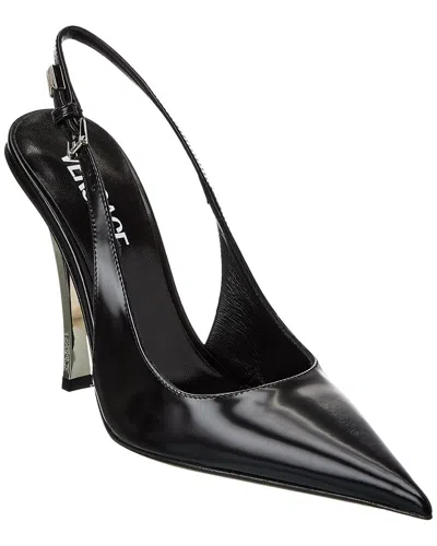 Versace Pin-point Leather Slingback Pump In Black