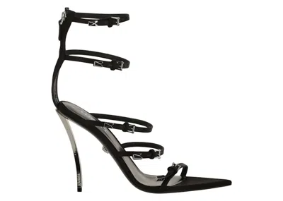 Pre-owned Versace Pinpoint Sandals (women's) Sneakers In Black