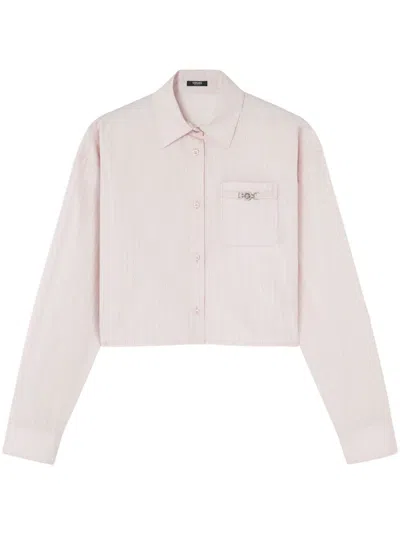 Versace Pinstripe Chain Cropped Shirt