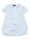 Versace Pinstripe Pin Short Sets In Blue