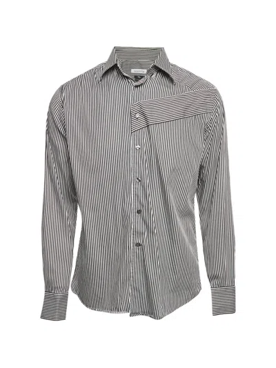 Pre-owned Versace Pinstripe Cotton-blend Shirt In White