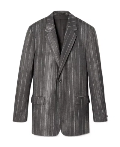 Versace Pinstripe Single-breasted Blazer In Black