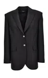 Versace Pinstripe Virgin-wool Blazer In Black
