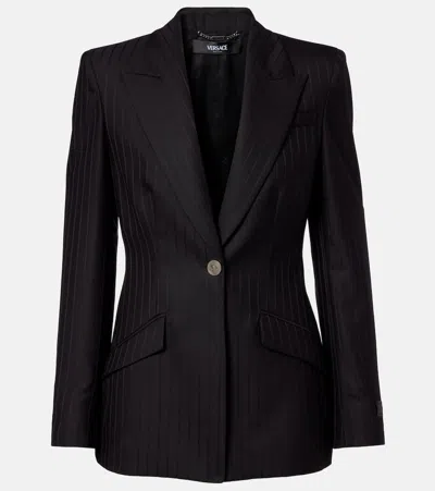 VERSACE PINSTRIPE VIRGIN WOOL BLAZER