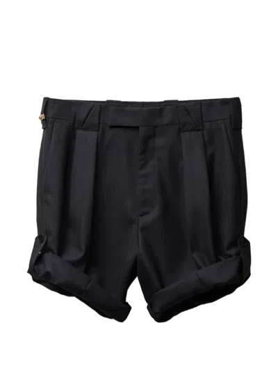 Versace Pinstripe Wool Formal Shorts In Brown