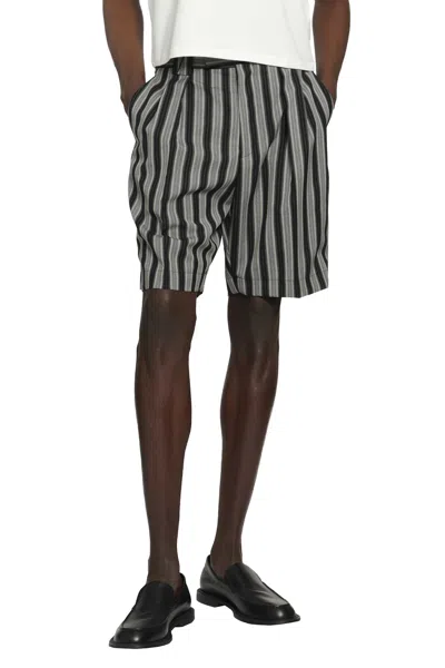 Versace Pinstripe Wool Formal Shorts In Multi