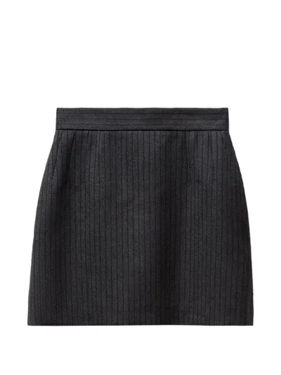 Versace Pinstripe Wool Twill Mini Skirt In Black