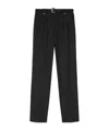 Versace Pinstriped Logo-engraved Straight Trousers In Black
