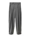 Versace Pinstripe Wool Oversized Pants In Gray